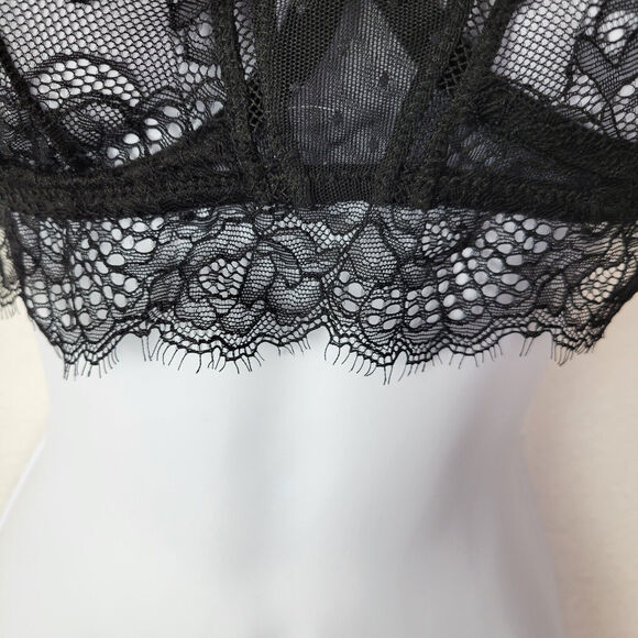 Thistle and Spire Womens Amore Lace Bra Underwire Sheer Size XS+ Black Corset - Picture 6 of 10